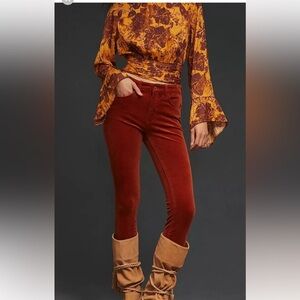 Anthropologie Pilcro High Rise Skinny Boho Corduroy Pants Sz 28